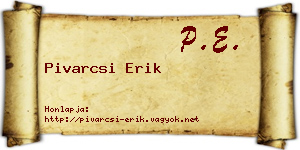 Pivarcsi Erik névjegykártya